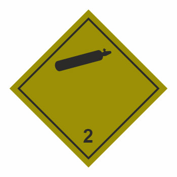 Знак перевозки опасных грузов «Класс 2.2. Невоспламеняющиеся, нетоксичные газы» (пленка ламинированная, 250х250 мм)